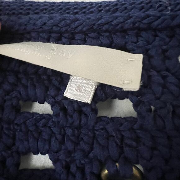 One Grey Day Blue Grommet Knit Sweater Women Size 2 or small - Picture 9 of 9